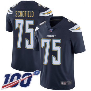 Los Angeles Chargers NFL Football Michael Schofield Navy Blue Jersey Men Limited 75 Home 100th Season Vapor Untouchable
